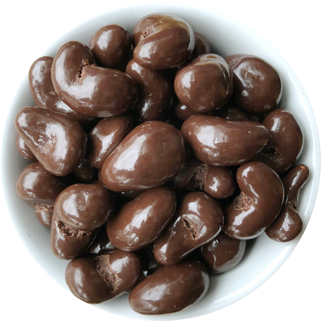 Cashews in dark chocolate with sea salt
